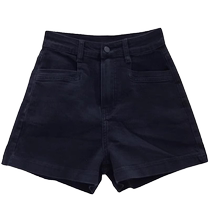 Black denim shorts for women summer thin loose four-way elastic slim high-waisted wide-legged a-line hot pants for small people