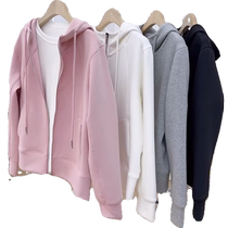 Pink Raglan Sleeve Hooded Sweatshirt Jacket for Women Spring and Autumn New Style Fashionable and Age-Reducing Versatile Sports Zipper Cardigan