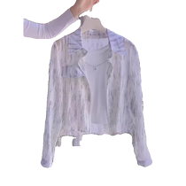 Fashionable Tie Dye Ink Print Sun Protection Shirt Jacket Womens Summer New Long Sleeve Drawstring Short Top Sun Protection Clothes