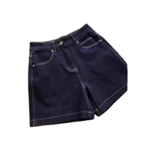 Retro denim shorts for women summer thin large size fat mm loose mid-pants high-waisted straight wide-leg A-line five-point pants