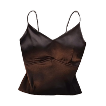 White camisole for women with breast pads short V-neck short satin tube top high-end suit underwear
