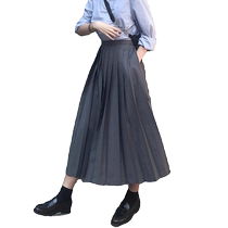 Gray suit pleated skirt for women spring and autumn new high-waisted slim A-line skirt Gray style mid-length skirt