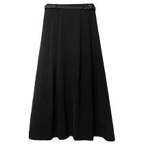 Black suit skirt for women summer gray long skirt high waist covering crotch drape mid-length a-line skirt pleated skirt