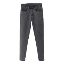 Дымчато-серые бархатные джинсы скинни для женщин осенью и зимой утолщенные и теплые с высокой талией эластичные в четырех направлениях облегающие брюки-карандаш брюки-карандаш