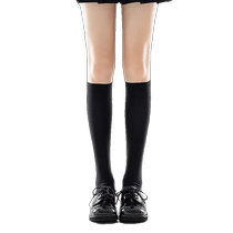 White mid-calf socks for women summer thin ice socks sun protection velvet over-the-knee calf socks black pressure stockings
