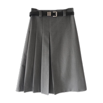 Gray asymmetric pleated skirt for women summer new high-waist slim A-line skirt high-end temperament suit skirt