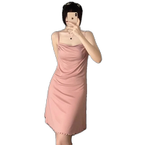 Modal pajamas for women summer thin pure lust sexy suspender nightgown pure cotton skirt swing tie chest pad home clothes