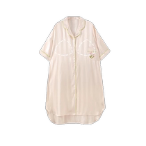Pajamas with breast pads for women summer sweet tulip short-sleeved ice silk nightgown plus size maternity internet celebrity style home clothes