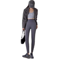 Camel wool cotton pants for women in autumn and winter plus velvet and thickened sherpa thermal pants tight high waist leggings small shark pants