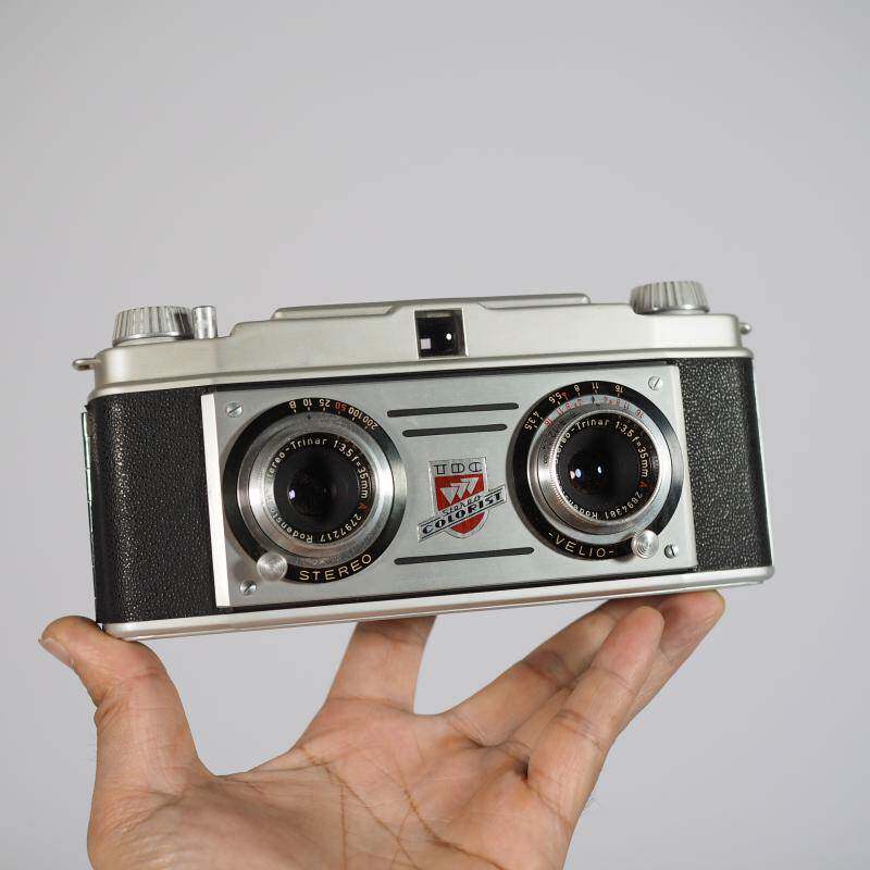 German antique Stereo mechanical film stereo camera double lens 3D camera shutter
