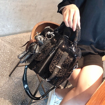 Hong Kong trendy brand foreign style hot diamond shoulder bag female real leather fashion casual sequins female bag wild diagonal small backpack