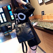Hong Kong trendy brand cowhide backpack womens Korean fashion soft leather wild shoulder dual-use backpack leather travel bag