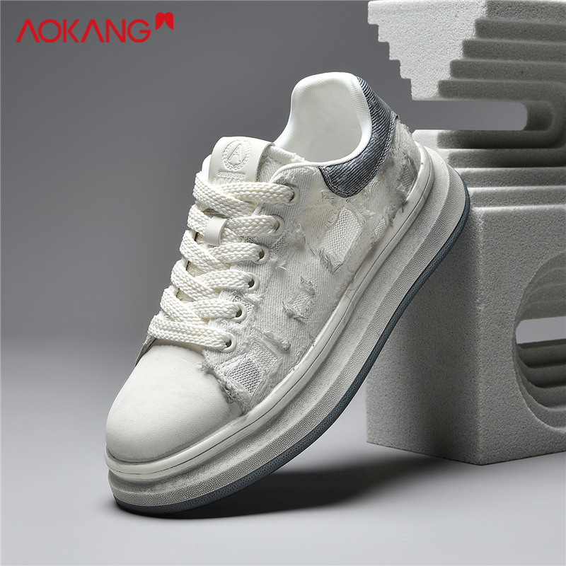 Aokang Mcqueen Canvas Shoes for Men 2026 New Summer Height-Increasing Men's Shoes Trendy Thick-Soled Men's Casual White Shoes