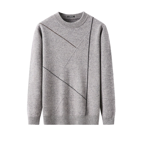 Шерстяной трикотажный демисезонный свитер, демисезонная утепленный лонгслив, круглый воротник