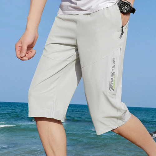 Летние черные легкие и тонкие шорты, дышащие штаны для отдыха, для мужчины среднего возраста