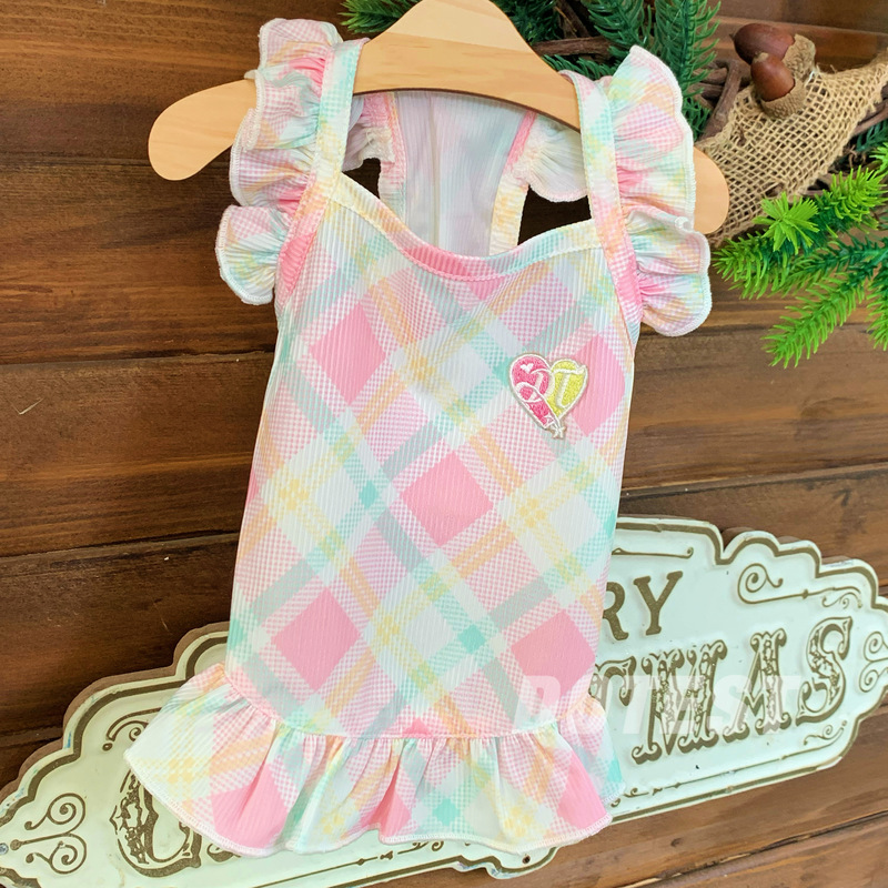 Dotest Summer Pet Cooling Clothes for Cats and Dogs Rainbow Candy Flutter Sleeve Lace Dress Camisole Cooling and Heat Relief for Bichon Frise