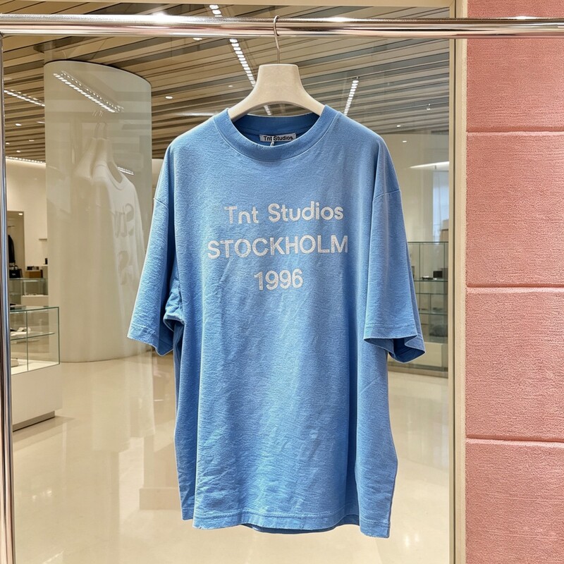 Blcgtnt Top Version Glacier Blue! 1996 Print 85% Cotton 15% Linen Unisex Couple Loose Short-Sleeve T-Shirt Trendy