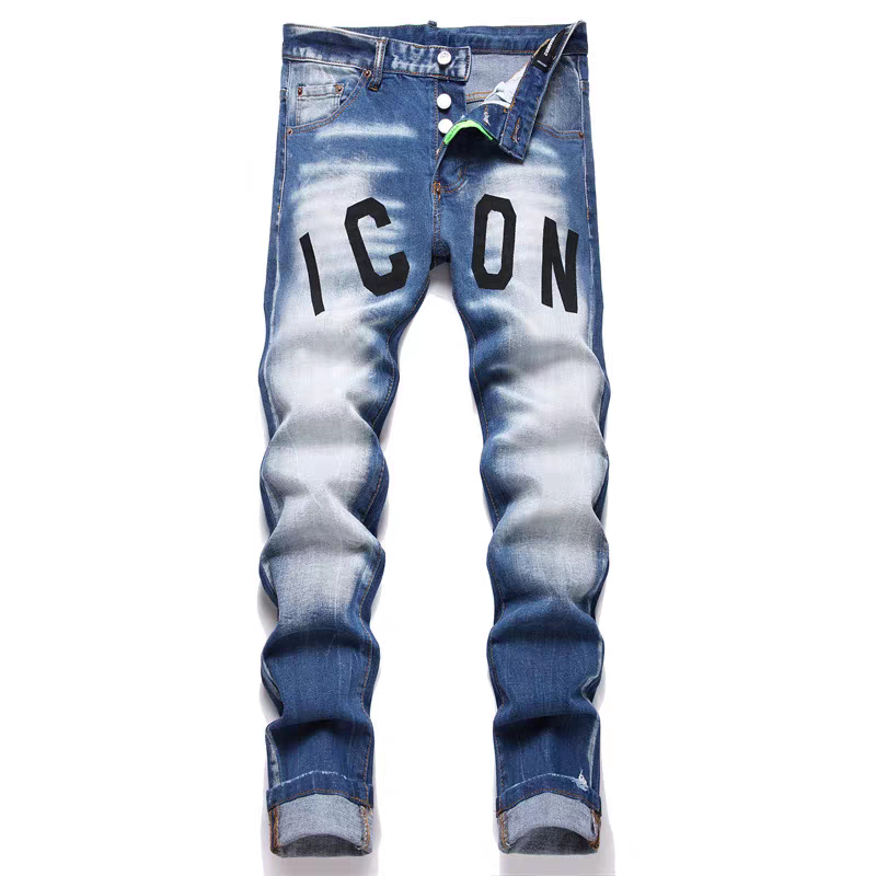 Love Miri Trendy Brand D2 Italian High-End Luxury Men's High-Street Ripped Graffiti Jeans Slim Fit