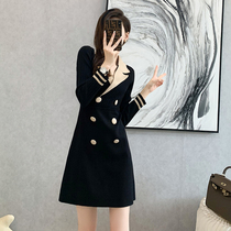 Suit dress womens autumn and winter New temperament commuter slim slim fashion light luxury inside with a base knitted skirt