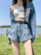 牛仔短裤女高腰2024年夏季新款宽松显瘦复古百搭卷边阔腿a字热裤