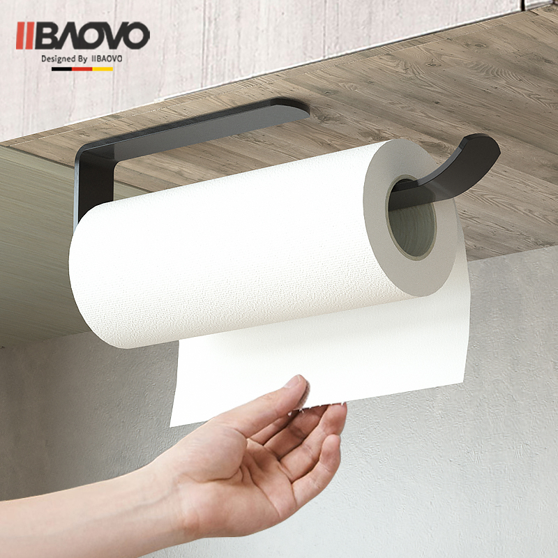 Day Series Kitchen rack Shelve Wall-mounted wall-mounted Perforated Drum Sanitary Towel Rack Suction oil paper hanging hook Containing Layer Shelf