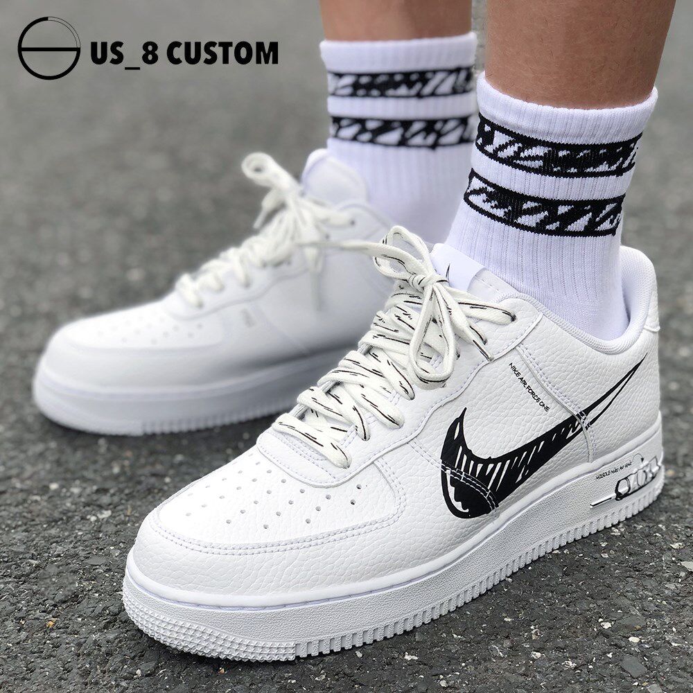 Adapted Air Force One paired with male AF1 graffiti manga manuscript Blazer black and white Red Blue midcylinder Sox children