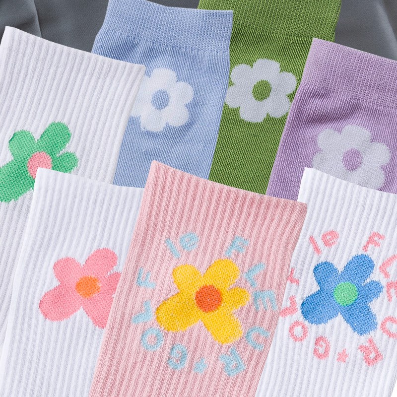 5 Double Clothing Cotton Socks Daily boat tennis Red students Elegant Wind chicks Chrysanthemum Socks Japan's Lovely Academy Winds Sox