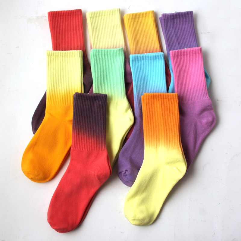 Zdyeing Personality Basketball Sports Socks Ins color rendering for men and women General middle cylinder Sox street skate trending socks