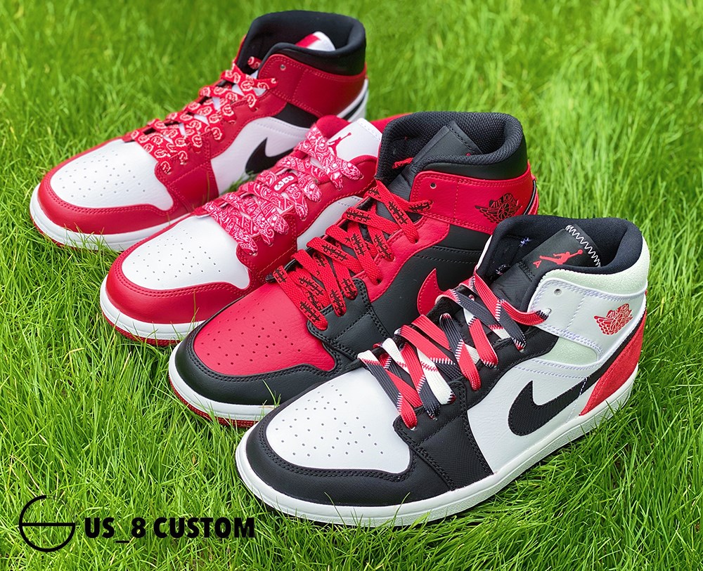 Adaptation nike Nike AF1 ghost face fearless cashew aj1mid black and white red acc tricolour splicing shoestring