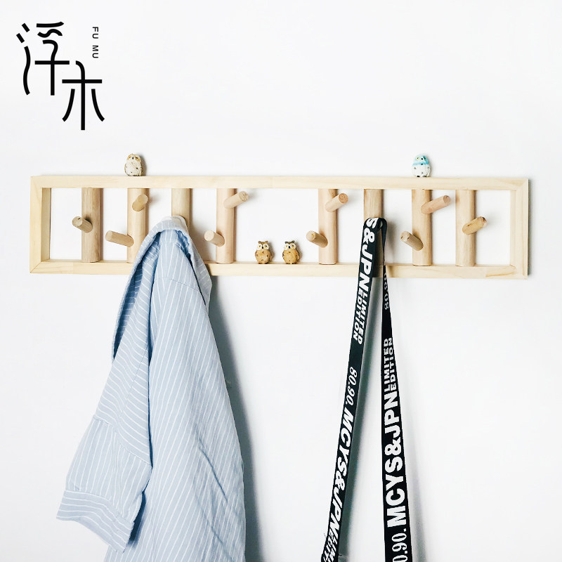 Nordic log handmade hook hanger homestay coat hook creative porch wall hanging living room wall door decoration