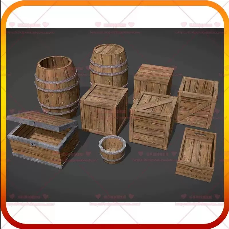 Next-Generation Game Cartoon Boxes, Wooden Crates, Wooden Barrels, Wooden Basins 3D Models Pbr Material 3Dmax Obj Fbx Next-Generation Game Cartoon Boxes, Wooden Crates, Wooden Barrels, Wooden Basins 3D Models Pbr Material 3Dmax Obj Fbx