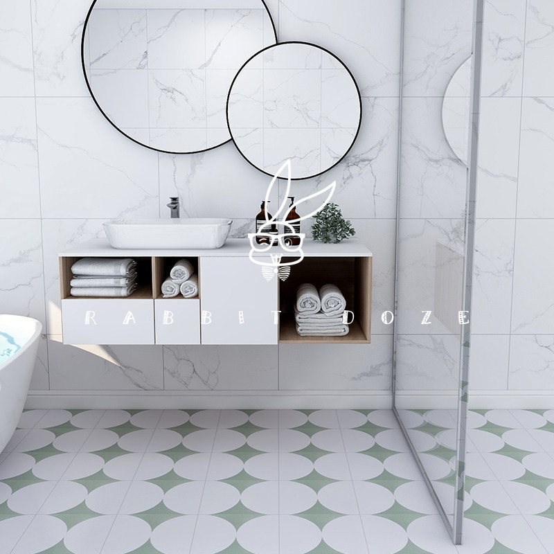 Retro green hotel bed and breakfast personalized small tiles Mediterranean style restaurant ins wind non-slip tiles 300*300