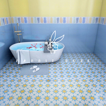 Nordic Wind Retro Antique Nets Red Small Flowers Brick Genguan Balcony Kitchen Toilet Background Wall Floor Tiles Anti-Slip Wear 300