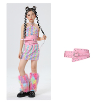 Retro fashion belt childrens jazz dance accessories rivets versatile design decorative pink girdle trendy belt