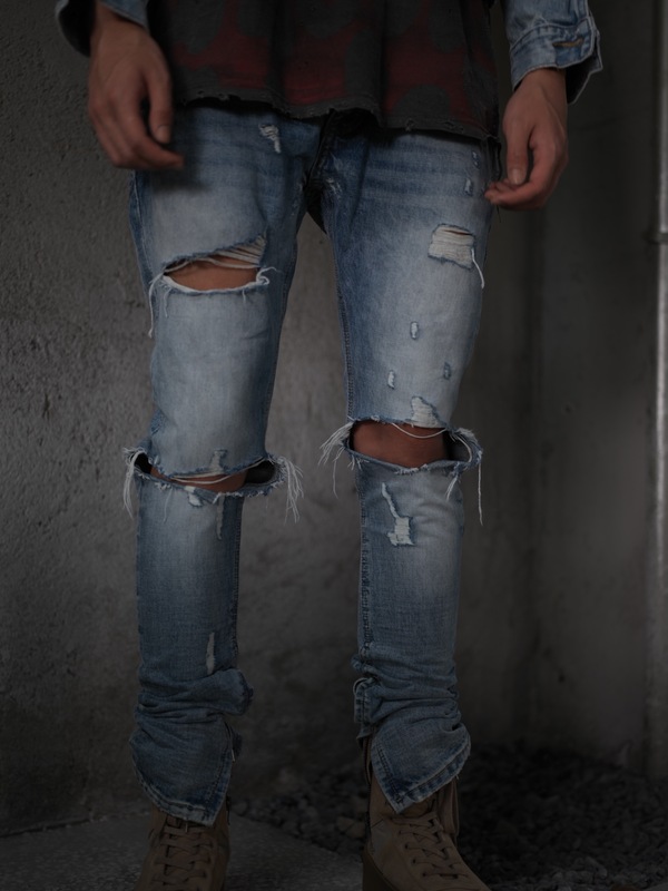 Online Sales of over 6000 Pieces of Yuanshan's New Batch of Self-Produced High-Street Selvedge Blue Denim Washed Distressed Og Jeans Online Sales of over 6000 Pieces of Yuanshan's New Batch of Self-Produced High-Street Selvedge Blue Denim Washed Distressed Og Jeans