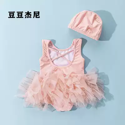 Female baby bathing suit 2021 summer net red little princess one-piece swimsuit girls Korea ins young children foreign school holiday