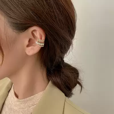 Korean pearl ear clip female earless advanced sense French retro sterling silver 2021 New Tide simple ear bone clip