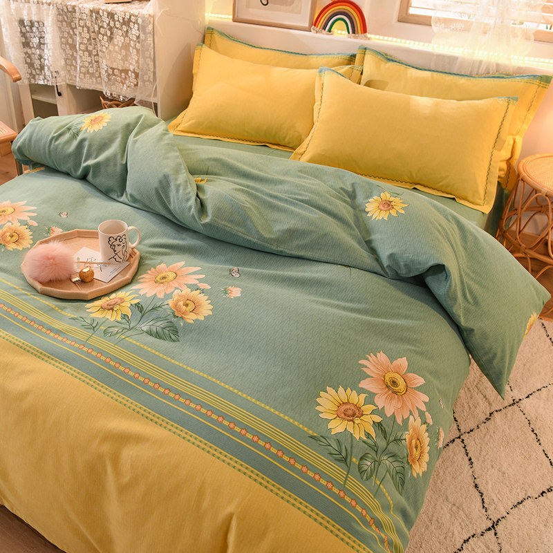 Charm Weiss brushed cotton four-piece cotton cotton thickened autumn and winter 100 sheets quilt cover bedding bedding