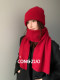 Congzuo New Year's red scarf and hat for women, new winter suit, Christmas gift, small face, warm and cold-proof for men