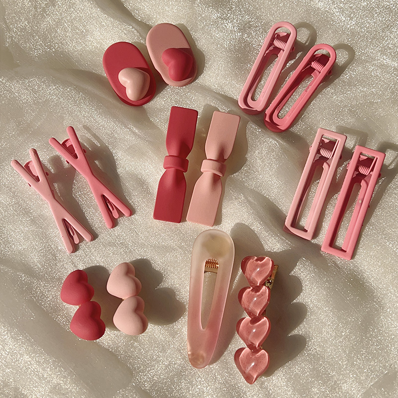 Pink is sweet small hair clip cute hair card on the side of the girl duck heart bb b b b b bluff bai