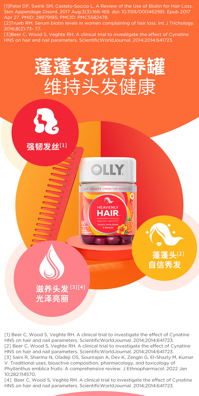 OLLY Hair护发软糖发量蓬蓬罐生物素防脱发