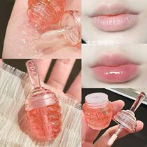 Lip wrinkle nemesis little honey pot~Peach honey lip oil moisturizing moisturizing anti-drying and diluting lip lines lip balm