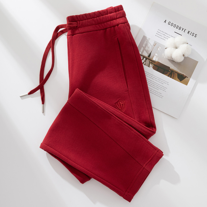 Qfileen/Qiaofeiliin Autumn New High-Waisted Drawstring Straight Loose Sports Pants for Women Red Casual Sweatpants Qfileen/Qiaofeiliin Autumn New High-Waisted Drawstring Straight Loose Sports Pants for Women Red Casual Sweatpants