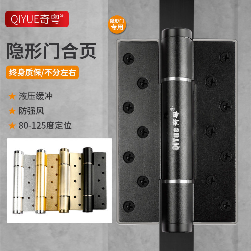 Chic Cantonese invisible door hinge behind closed door hydraulic buffer free notching hinge spring hinge automatic closing positioning
