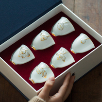 Xiye Celadon hand-painted Jinsheng Lotus ceramic teacup Kung Fu tea cup Tea cup Master cup Round cup