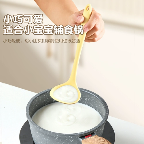 Силиконовая лопаточка для кастрюль с антипригарным покрытием, специальная маленькая маленькая ложка, бытовой инструмент для детского питания, набор кухонной утвари из лопаточки и ложки.