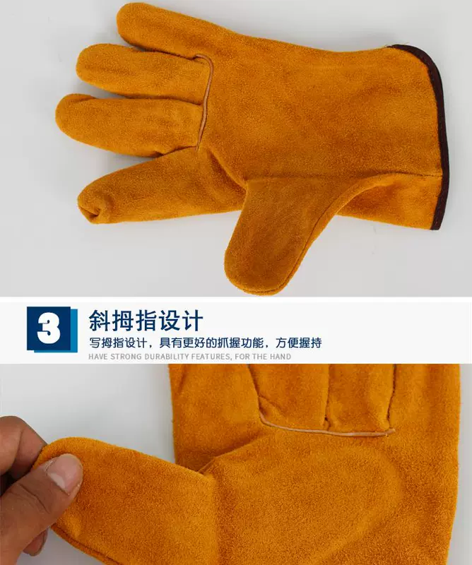 Găng Tay Thợ Hàn Da 2 Lớp Tay Cách Nhiệt Hàn Bảo Hộ Lao Động Tiếp Liệu Công Việc Bảo Hộ Dài Găng Tay Hàn ống tay da hàn
