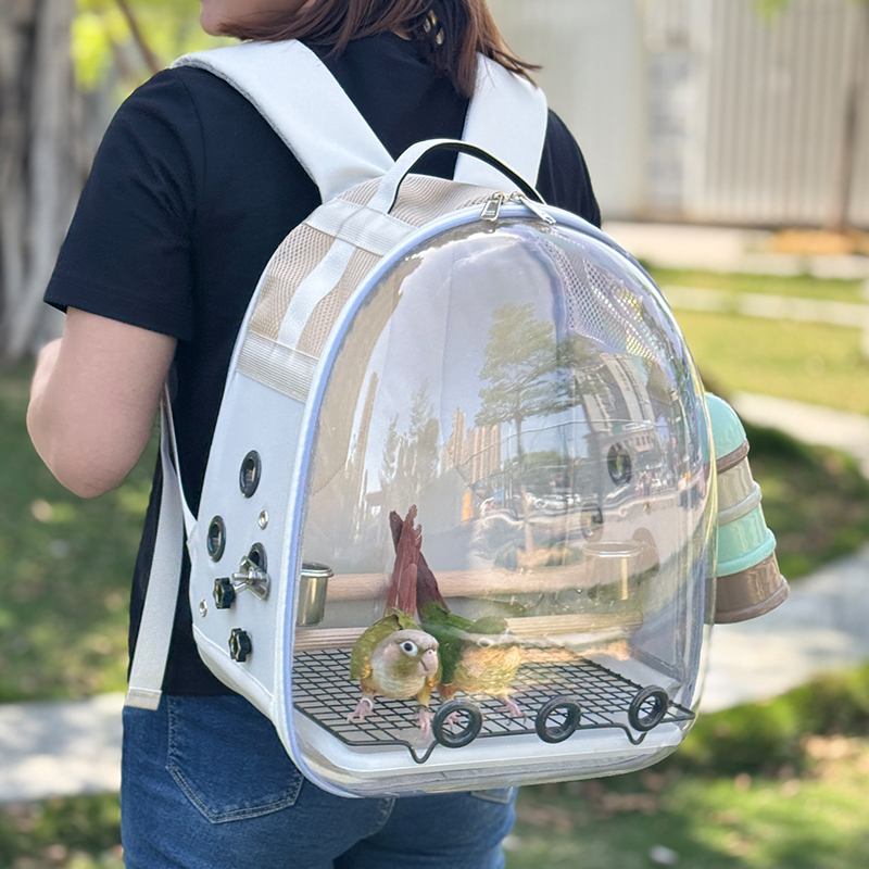 Parrot Carrying Bag, Breathable, Large, Transparent, Portable Bird Cage for Two Cockatiels and a Golden Finch