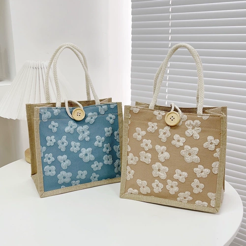 Модная льняная сумка для выхода на улицу, брендовая свежая сумка через плечо, ланч-бокс, банка для хранения, коллекция 2023, японские и корейские, сумка для еды