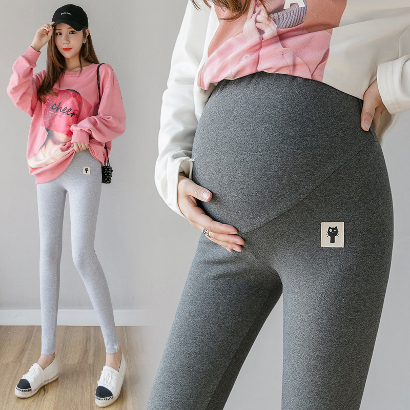 Pregnant women punching pants spring and autumn trendy pregnant women pants spring thin mode outside wearing pure cotton trousers spring and autumn dress female